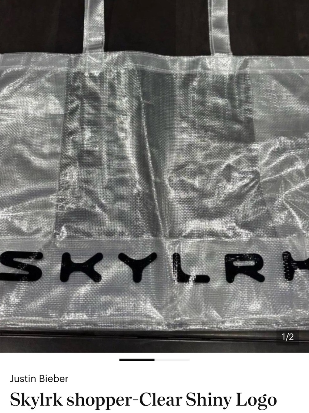 Clear Shiny Logo Tote - Silver